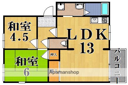 フレグランス左京B(2LDK/2階)の間取り写真
