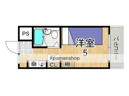 シャンクレール奈良(1K/2階)の間取り写真