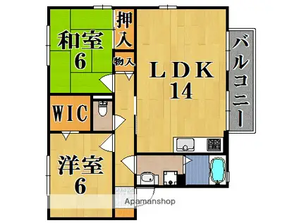グランメール州見台A棟(2LDK/2階)の間取り写真