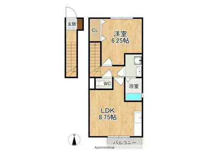 メゾンヴェールイースト(1LDK/2階)の間取り写真