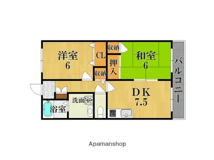 タワー・ア・ラ・モード(2DK/2階)の間取り写真