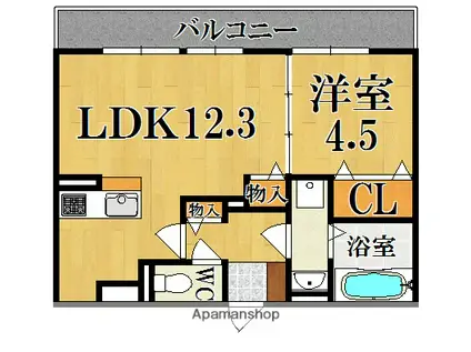 AQUA BREEZE 一颯(1LDK/3階)の間取り写真