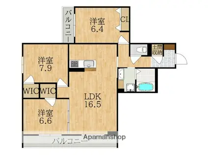 ヒルズ奈良鳥見(3LDK/3階)の間取り写真