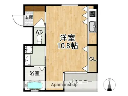 CUBE(ワンルーム/1階)の間取り写真