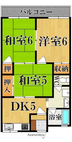 中津ハイツB(3DK/2階)の間取り写真