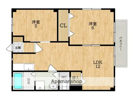 エクセルハイム(2LDK/1階)の間取り写真