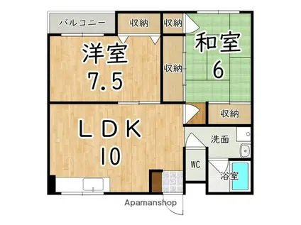 グリーンコーポ真美ケ丘(2LDK/3階)の間取り写真