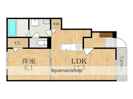 グリーンハイツ加茂II(1LDK/1階)の間取り写真