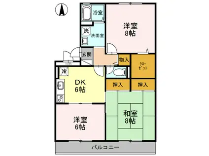 ハウゼノイン (3DK/3階)の間取り写真