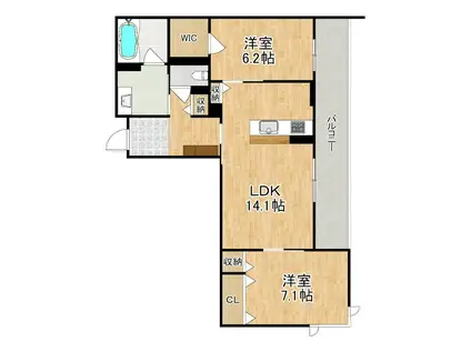 プラート キアリノ(2LDK/1階)の間取り写真