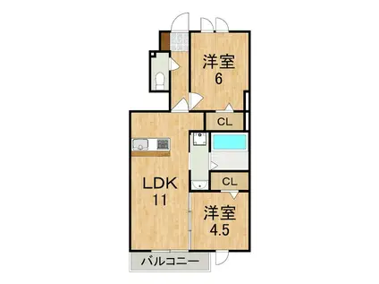 竜田テラス(2LDK/1階)の間取り写真