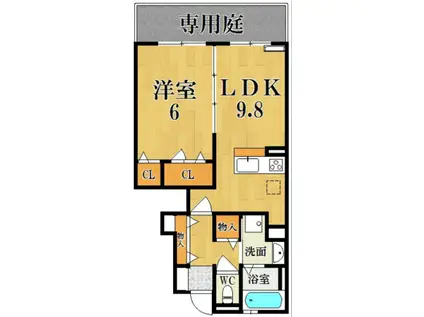 ユーフォリア(1LDK/1階)の間取り写真