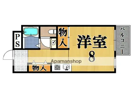 東生駒ツインビル2号館(ワンルーム/4階)の間取り写真