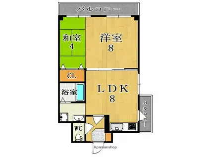 リバーサホ萬(1LDK/6階)の間取り写真