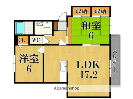 ベルコリーヌ真美(2LDK/2階)の間取り写真