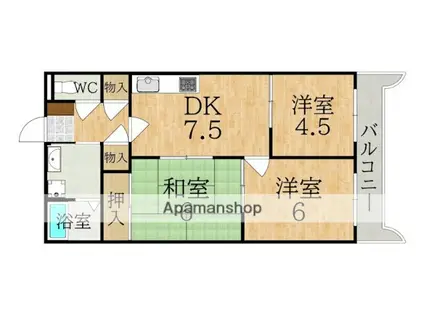 ラ・サンフォニー(3DK/4階)の間取り写真