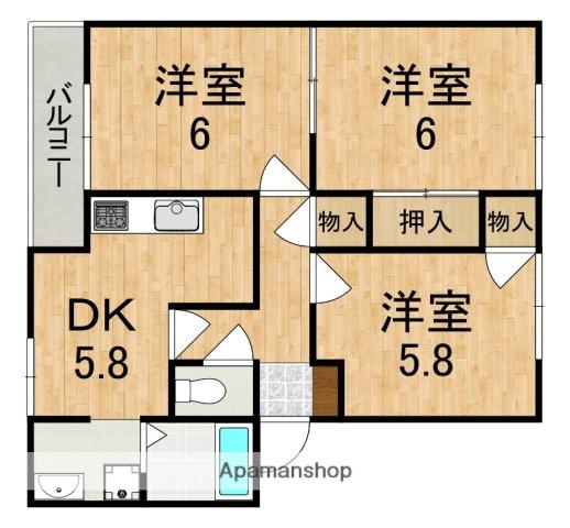 エーデルハイムA(3K/1階)の間取り写真