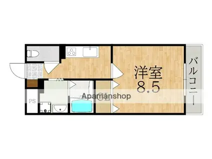 パルコート帝塚山(1K/1階)の間取り写真