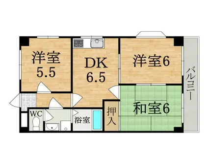 グレースコーポ東生駒(3DK/3階)の間取り写真