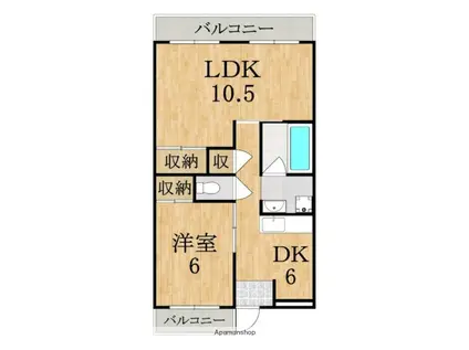 コーポ南生駒(1LDK/4階)の間取り写真
