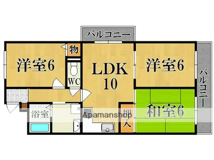 ロイヤルハイツ岡本(3LDK/2階)の間取り写真