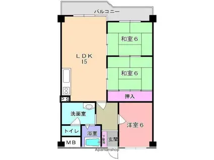 三和平城グランドパレス(3LDK/2階)の間取り写真