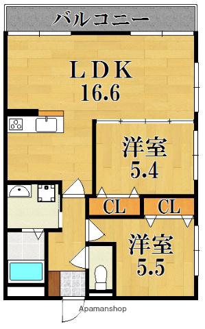 フォレストコート(2LDK/1階)の間取り写真