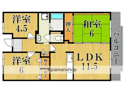 UR 奈良学園前A(3LDK/2階)の間取り写真