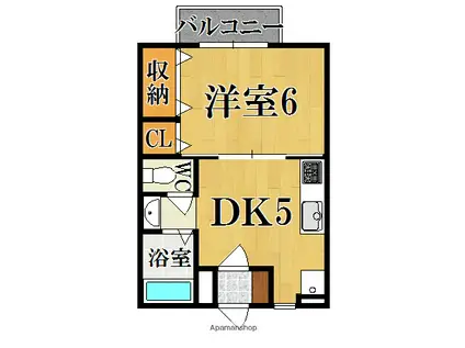 フォレスト光陽B(1DK/2階)の間取り写真