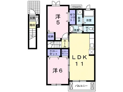 ガーデンハウスMU B棟(2LDK/2階)の間取り写真