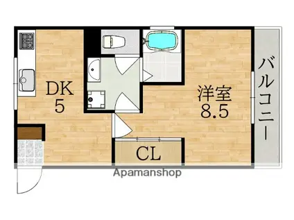 学園南ハイツ(1DK/3階)の間取り写真