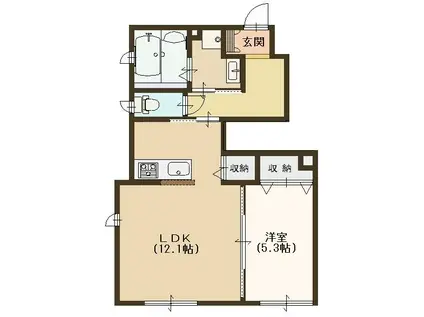 シャルマン州見台(1LDK/1階)の間取り写真