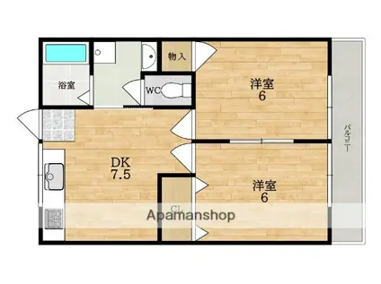 クランツベルク(2DK/1階)の間取り写真