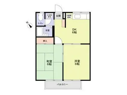 グランディーナ左京(2DK/2階)の間取り写真