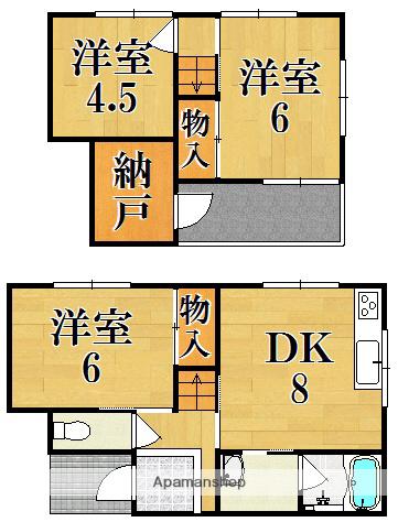 近鉄難波・奈良線 生駒駅 徒歩13分 2階建 築55年(3SDK)の間取り写真