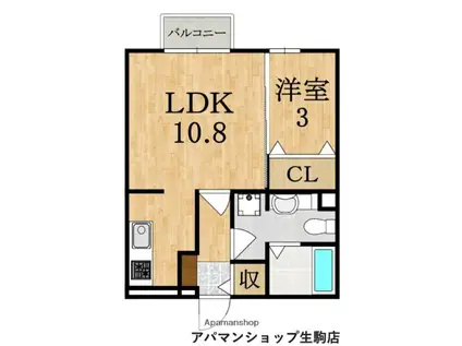 サンロイヤルII(1LDK/2階)の間取り写真