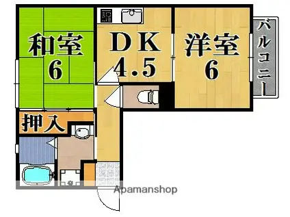 シャルム祐(2DK/2階)の間取り写真