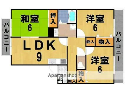 エミネンス朱雀(3DK/1階)の間取り写真