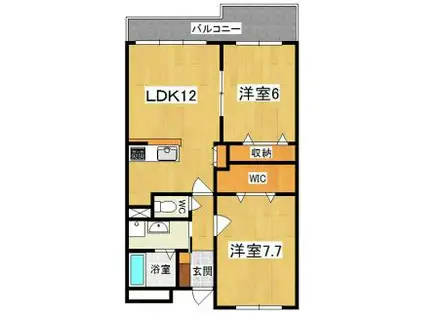 ル・グラン・リヴィエール(2LDK/2階)の間取り写真