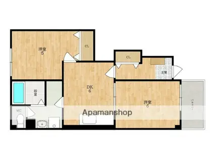 アビタシオンI(2DK/1階)の間取り写真