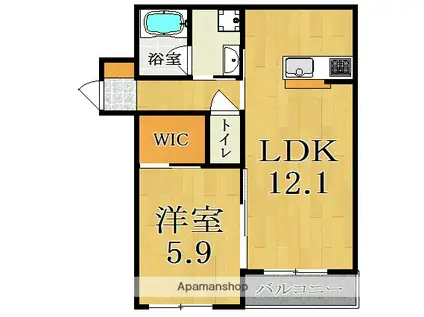 シャーメゾン西大寺(1LDK/3階)の間取り写真