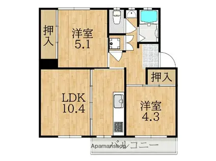 中登美団地B-8(3K/3階)の間取り写真