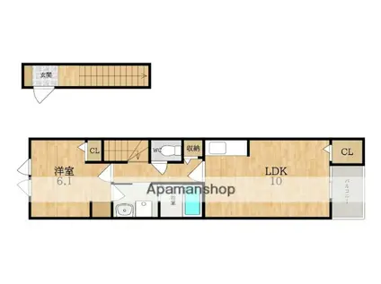 BELLE VILLE B-1(1LDK/2階)の間取り写真