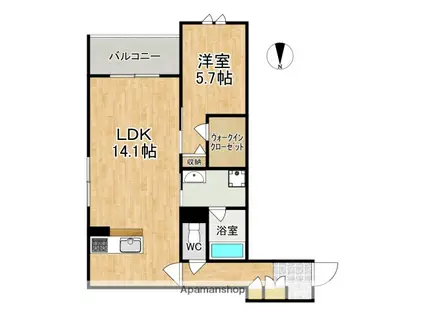 シャーメゾン杉ヶ町(1LDK/2階)の間取り写真
