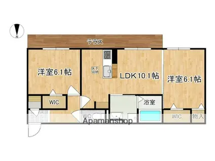 奈良線 奈良駅 徒歩15分 3階建 築3年(2LDK/1階)の間取り写真