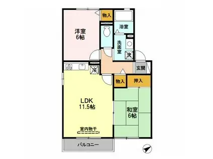 プルミエールB棟(2LDK/1階)の間取り写真