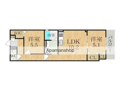 クリエオーレ天理(2LDK/3階)の間取り写真