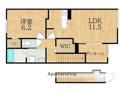 リジエール(1LDK/2階)の間取り写真