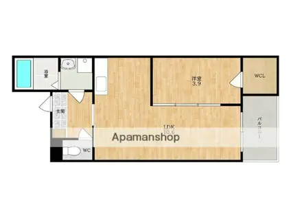 ジーメゾン郡山リアン(1LDK/2階)の間取り写真