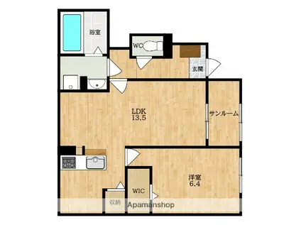 ゴールドメゾン(1LDK/1階)の間取り写真